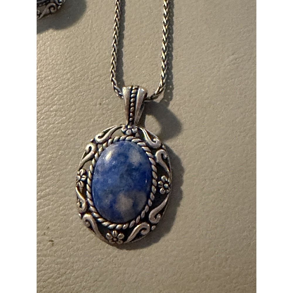 Carolyn Pollack Sterling Silver Blue Lapis Lazuli Pendant Necklace 18"  #427